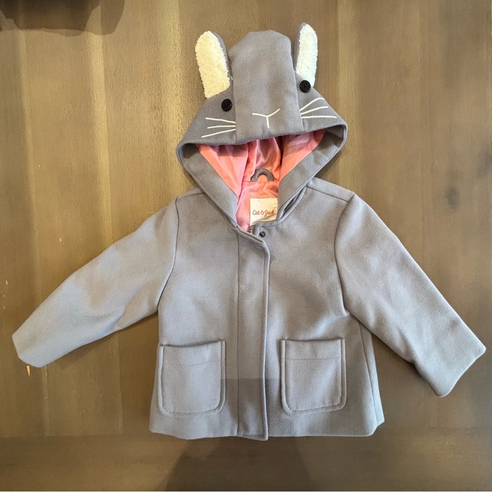 Gray Hooded Jacket with Ears